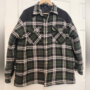 Dickies Vintage Green & Black Plaid Collared Button Down  Shirt Jacket  Size M